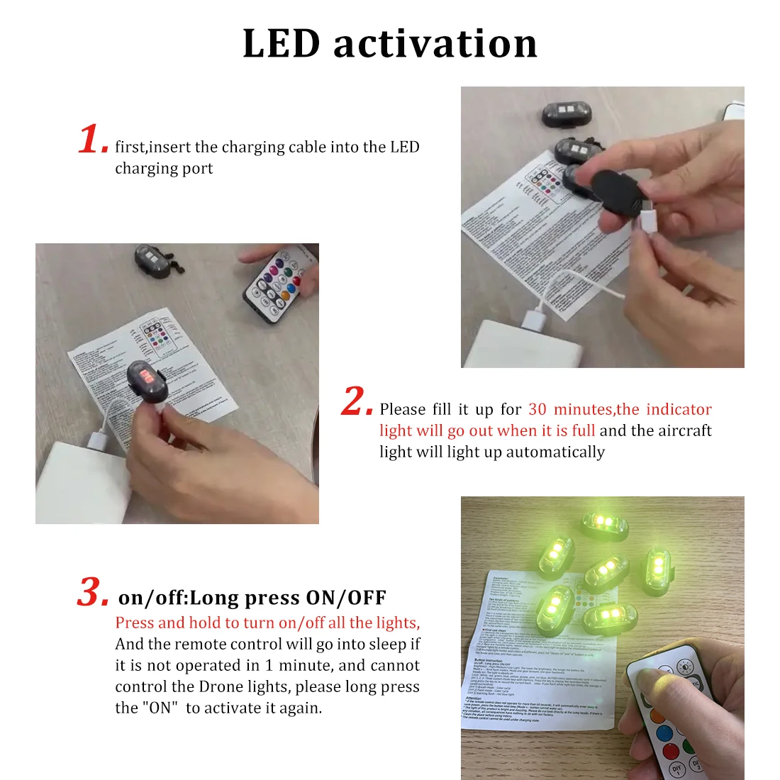 2/4/8Pcs Wireless Remote Contr - đánh giá và giá Drone Led Light
